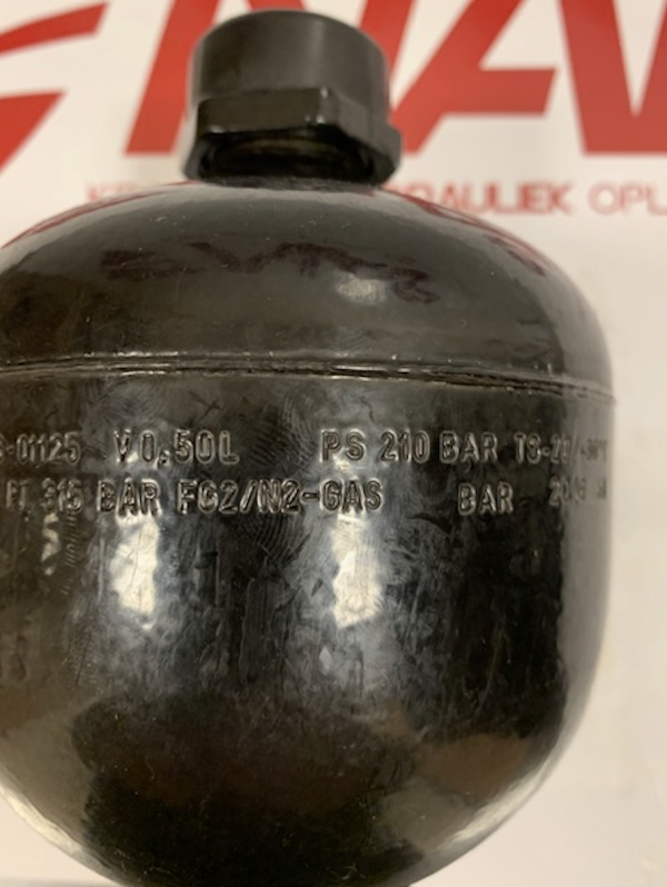 Membraam accumulator 0,50L PS 210 BAR 13-20 315 Bar F02/N2-GAS - Afbeelding 2