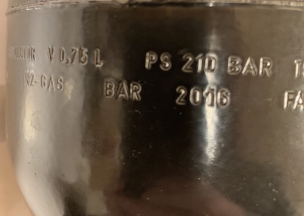 Membraam accumulator 0,75L PS 210 BAR 210 Bar FA/N2-GAS - Afbeelding 2